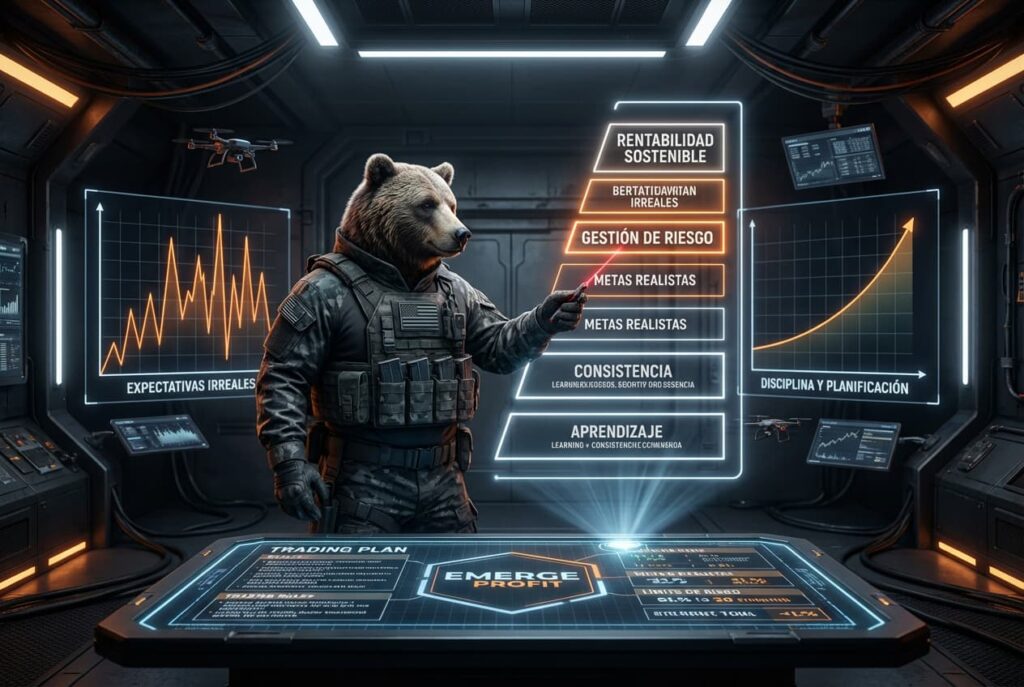 ¿Cuál es la importancia de establecer metas realistas en el trading?